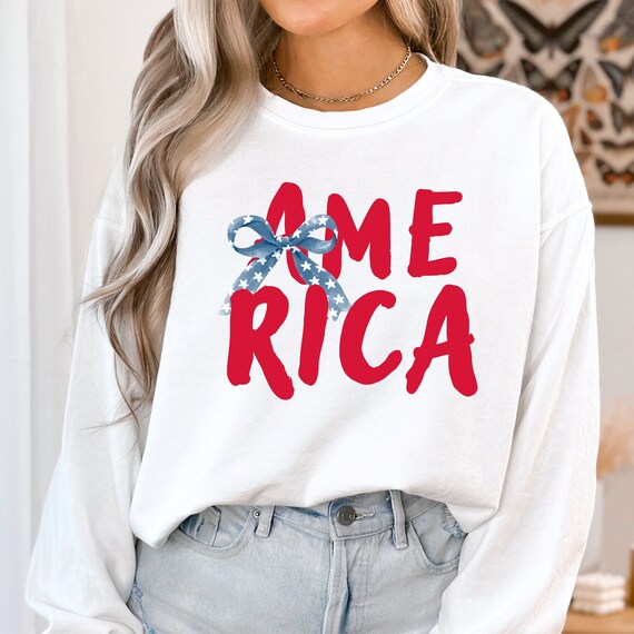 America Bow Shirt: Patriotic Coquette Comfort Colors Tee