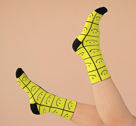 square smiling face socks, smiley socks, smiley face socks for women, smiley face socks for women, smiley party, Custom Smiling socks