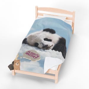 Sleeping Panda Plush Blanket, Soft Panda Velveteen Throw, Cozy Gift for Adults, Cute Animal Design