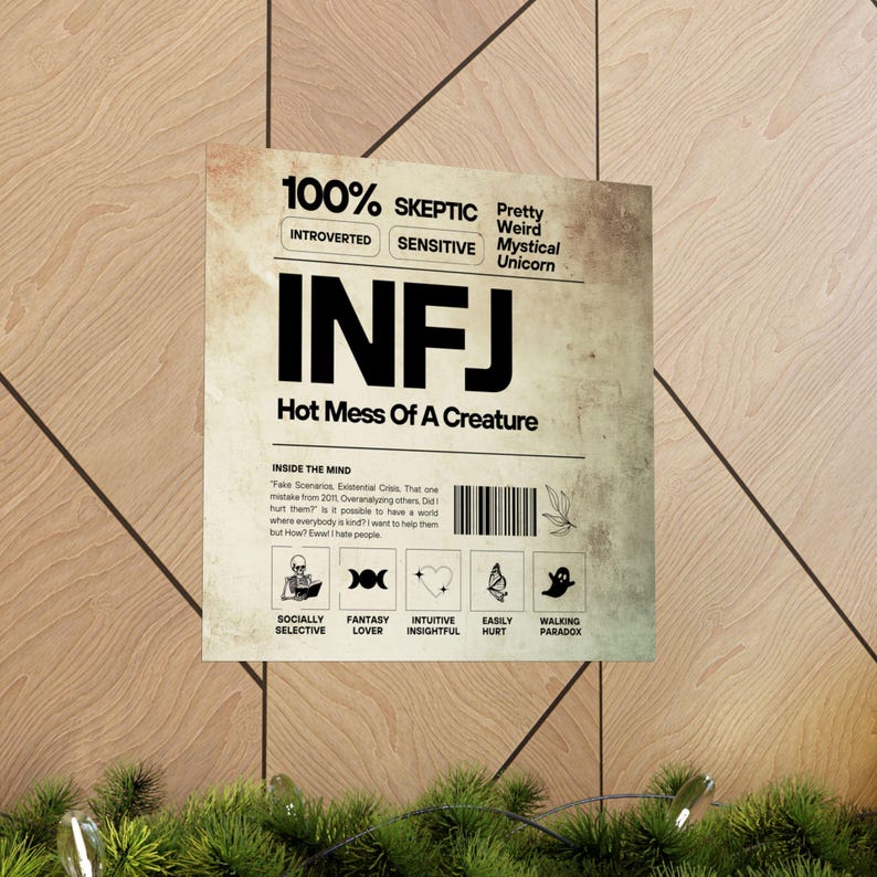 INFJ Personality Matte Vertical Poster, Minimalist Wall Art, Psychological Type Decor, Gift for Introverts & Thinkers image 4