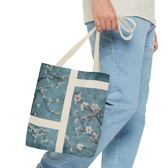 Chinoiserie Tote, French toile fabric tote, toile tote bag, chinoiserie tote bag, blue toile de jouy, blue white bag, floral shopping bag