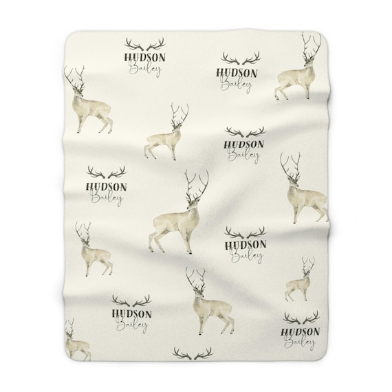 Monogram Deer Blanket • Deer Hunting Boy Baby Blanket • Personalized Woodland Baby Shower Gift • Custom Deer Nursery Decor & Newborn Present