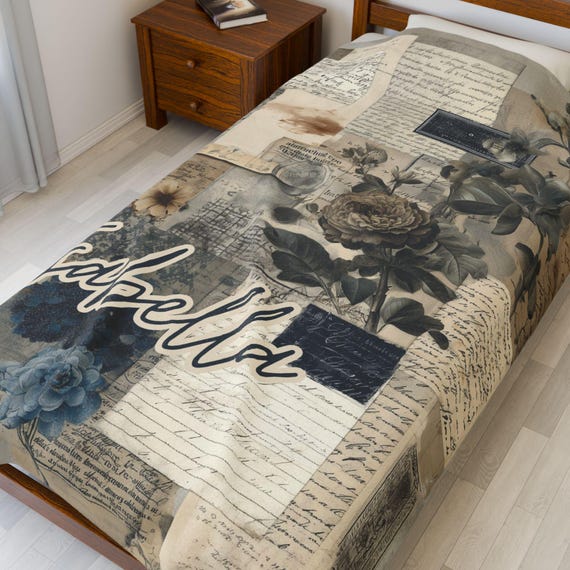 Custom Name Bookish Blanket • Personalized Literary Blanket for Readers & Bookworms • Dark Academia Reading Nook Throw • Cozy Literary Gift