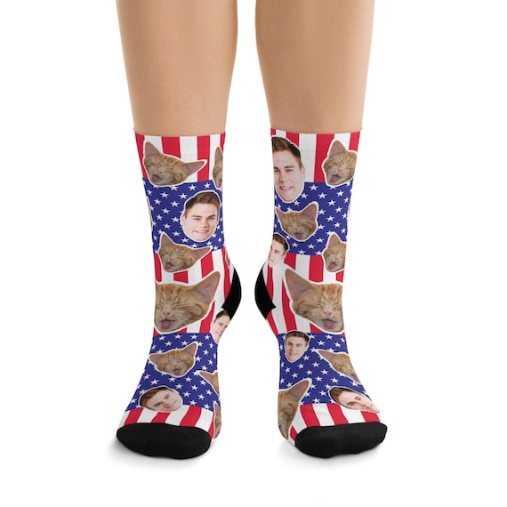 Custom Face Socks -Custom Photo Sock, groomsmen socks american flag, american socks, usa socks, american flag socks, american veterans