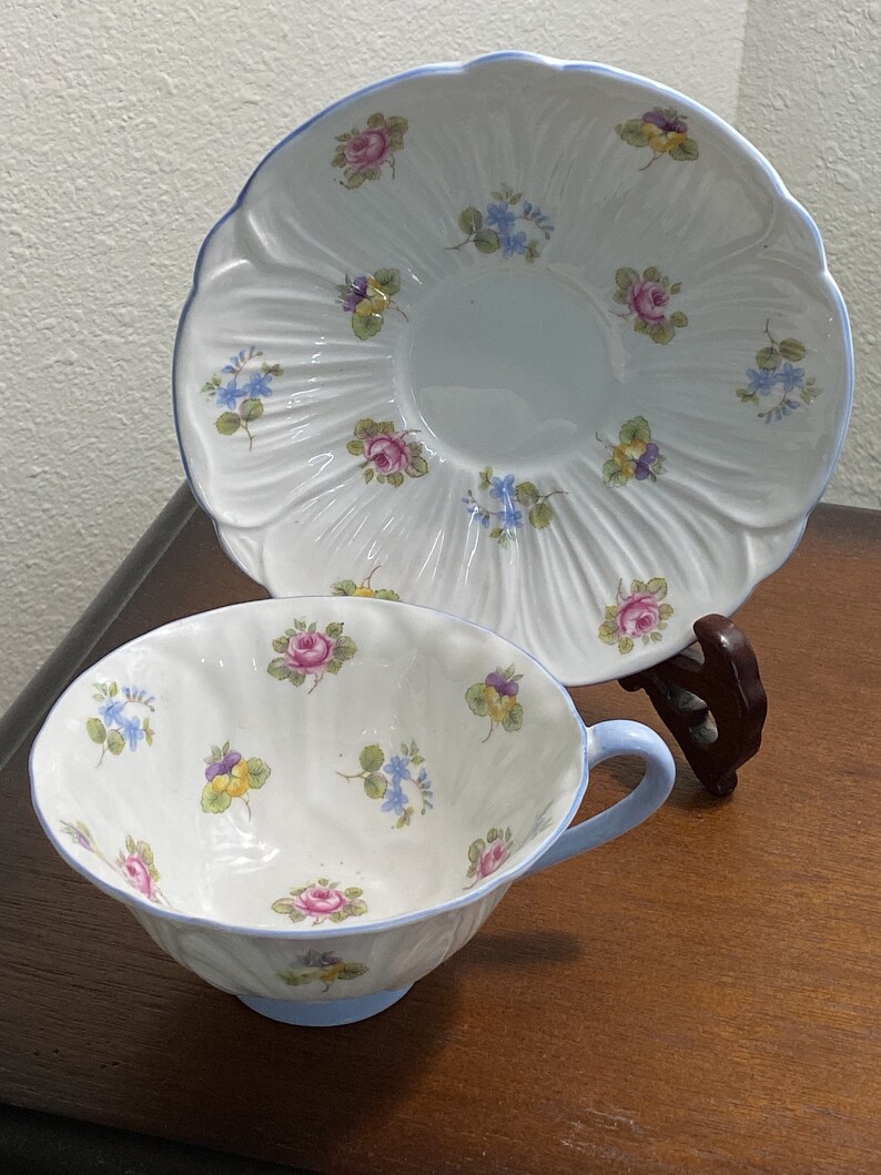 Shelley Bone China Fluted Teacup and Saucer Etsy