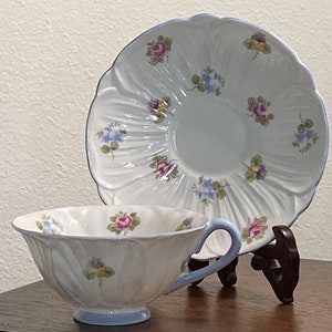 Shelley Bone China Fluted Teacup and Saucer