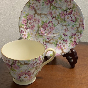 Shelley Bone China Teacup and Saucer - Maytime pattern
