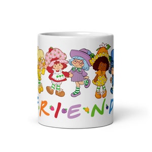 Strawberry Shortcake and Friends Mug, Retro Cartoon Character Mug, Nostalgic Cartoon Character Cup