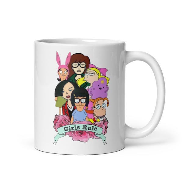 Girls Rule Mug, Empowering Coffee Cup, Feminist Gift, Women's Rights