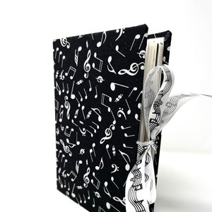 9.5x6.5 nota musical tela hecha a mano tapa dura blanco y negro nota musical temática scrapbook diario basura