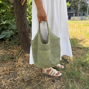 Handmade Raffia Crochet Tote - Mint Green Eco Beach Bag w/ Free Express Shipping