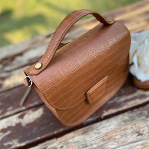 Camel Brown Saddle Leather Shoulder Bag, Women&rsquo;s Small Half Moon