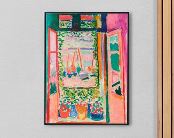 Stampa Matisse con finestra aperta, stampa poster colorata, stampa con finestra aperta, pittura con finestra aperta, stampa Henri Matisse, arte da parete con finestra aperta