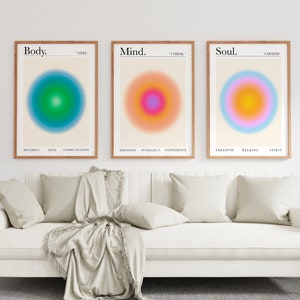 Positive Aura Print Set Of 3, Wall Art Prints Aura Wall Art, Aura Energy Wall Art Aura Energy Print Aura Art Home Decor Angel Aura Prints