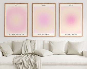 Aura Art Poster Set Of 3, Wall Art Prints Aura, Aura Wall Art, Aura Energy Wall Art, Gradient Print, Aura Art Home Decor, Printable Aura Art