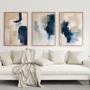 Navy Blue Wall Art Set, Navy Blue Art Print, Navy Blue Print Set, Navy Blue Gold Print, navy blue abstract wall art, Navy Blue Art Prints