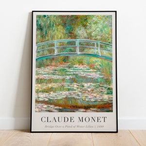 Bridge Over a Pond of Water Lilies Monet Print, Monet Poster, Claude Monet Exhibition Poster, Serene Impressionist Art Print for Home Decor