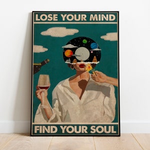 Lose Your Mind Finde deine Seele Vintage Poster, Lose Your Mind Print, Vintage musikinspirierte Wandkunst, Retro Poster Druck, Musik Retro Poster