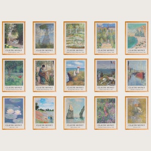 Monet Print Set of 15, Monet Poster, Monet Exhibition Poster, Monet Vintage Print, Monet Museum Prints, Exhibition Wall Art, Monet Wall Art
