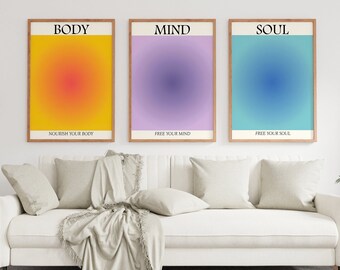 Aura Posters Set Of 3, Wall Art Prints Aura, Aura Wall Art, Aura Energy Wall Art, Gradient Print, Aura Poster Art, Printable Aura Art