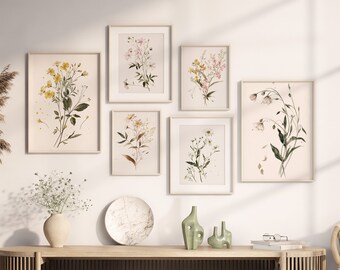 Watercolor Wildflower Prints Set: Botanical Wall Art (Digital Download)
