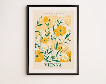 Flower Market Vienna, Flower Market Austria, Flower Market Wall Art Print, Flower Market Digital Print, Flower Market Print Pink Poster