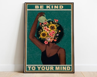 Be Kind To Your Mind Vintage Poster, Lose Your Mind Print, Retro Poster Druck, Musik Retro Poster, Vintage Print, Positivität Poster