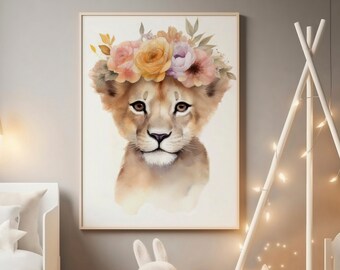 Baby Lion Nursery Print, Lion King Nursery Wall Art, Lion Prints Nursery Safari, Lion Print Wall Art, Lion Wall Art Print, Lion Wall Print