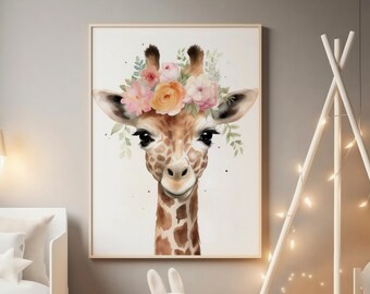 Arte per cameretta con giraffa, cameretta con giraffa, parete per cameretta con giraffa, stampa artistica da parete con giraffa, stampa artistica da parete con giraffa, stampa da parete con giraffa