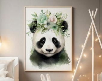 Arte de Panda para Berçário, Decoração de Berçário de Panda, Arte de Berçário de Panda, Quarto de Arte de Panda, Arte de Parede de Urso Panda, Arte de Panda para Imprimir, Quarto Infantil de Arte de Panda