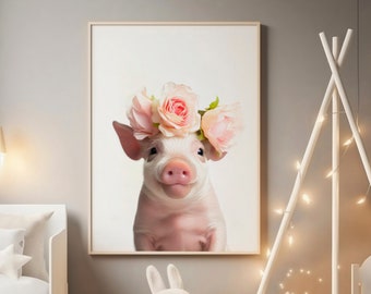 Pig Nursery Decor, Pig Baby Nursery, Pig Nursery Art, Pig Art Print, Pig Wall Art, Pig Printable Art Pig Farm Art Print Nursery Piglet Decor