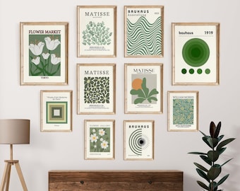10 Prints Sage Green Gallery Wall Set, Sage Green Print Set, Printable Wall Art Set Green, Green Wall Art, Sage Green Art, Neutral Art Print