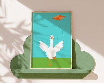 Silly Goose Wall Art, Silly Goose Decor, Silly Goose Prints, Goose Nursery Print, Cute Goose Poster, Farm Animal Printable, Cute Goose Print