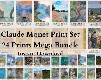 24 Claude Monet Prints Set, Monet Printable Art, Monet Print Wall Art, Monet Vintage Prints, Monet Museum Prints, Monet Prints Victorian