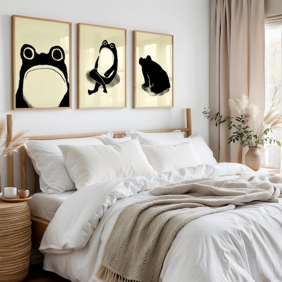 3 Japanese Matsumoto Hoji Frog Prints Set, Ukiyo-e Frog Print, Vintage Frog Poster, Japanese Frog Print, Matsumoto Art Print
