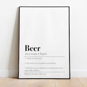 ビール定義プリント、ビールウォールアート、ビールアートプリント、ビールアート印刷可能、ビールアート装飾、ビールポスタープリント、ビールウォールプリント、バーカート装飾