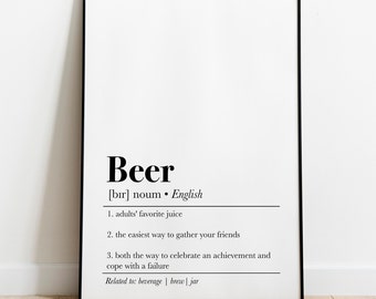 Beer Definition Print, Beer Wall Art, Beer Art Print, Beer Art Printable, Beer Art Decor, Beer Poster Print, Beer Wall Print, Bar Cart Decor