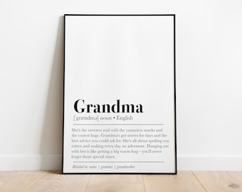 Grandma Definition Print, Grandma Wall Art, Grandma Poster, Grandma Print, Grandmas Day Gift, Grandma Gift, Grandmother Definition