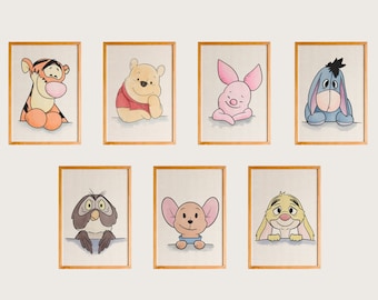7 Winnie the Pooh Nursery Art Set, winnie the pooh printable, Pooh Nursery Decor, winnie the pooh printable, winnie the pooh print