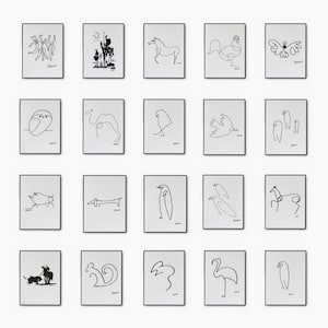 Conjunto de 20 impresiones de Picasso: animales lineales, carteles y más para su hogar u oficina / Carteles de picasso, Arte lineal de picasso y Animales de picasso