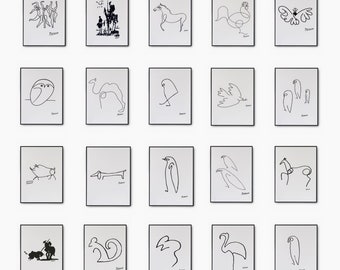 Set of 20 Picasso Prints - Line Art Animals, Posters, and More for Your Home or Office | Picasso posters, Picasso line art, Picasso Animals