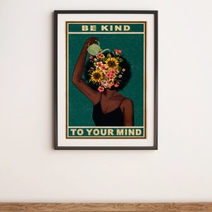 Be Kind To Your Mind Vintage Poster, Lose Your Mind Print, Retro Poster Druck, Musik Retro Poster, Vintage Print, Positivität Poster Bild 4