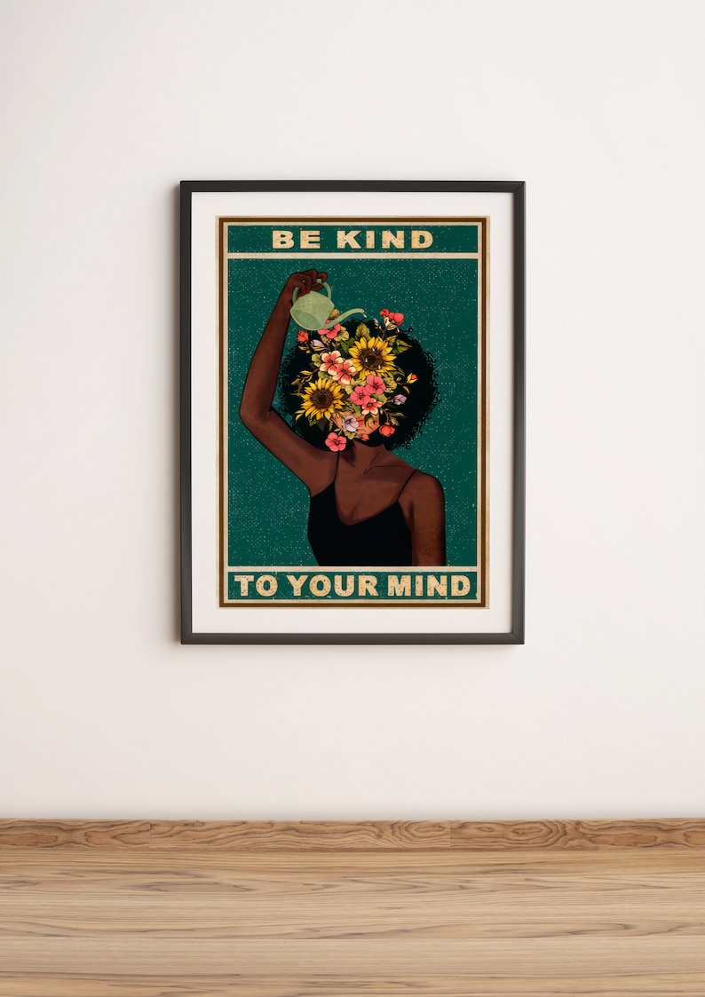 Be Kind To Your Mind Vintage Poster, Lose Your Mind Print, Retro Poster Druck, Musik Retro Poster, Vintage Print, Positivität Poster Bild 4