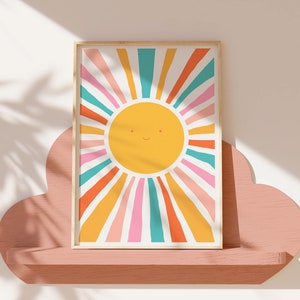 Sun Playroom Poster, Sun Kids Wall Decor, Sun printable art, Sun Print, Sun print nursery, Sun Print Watercolor, Sun Print Rainbow
