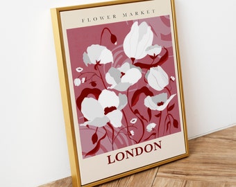 Flower Market London Print, Flower Market Wall Art Print, Flower Market Digital Print, Flower Market Print, Flower Market Poster