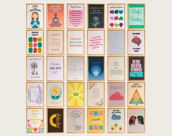 30 geestelijke gezondheid posters bundel, geestelijke gezondheid kunst aan de muur, geestelijke gezondheid kunst, geestelijke gezondheid grafiek, therapie Office Decor, psychologie Art Print