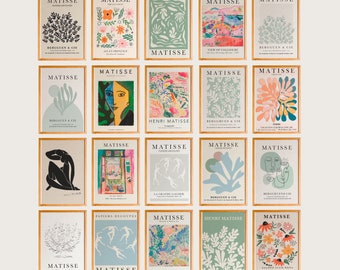 Henri Matisse Art Print Set of 21, Modern Abstract Wall Art, Matisse Gallery Wall Set, Museum Exhibition Poster, Matisse Poster Set