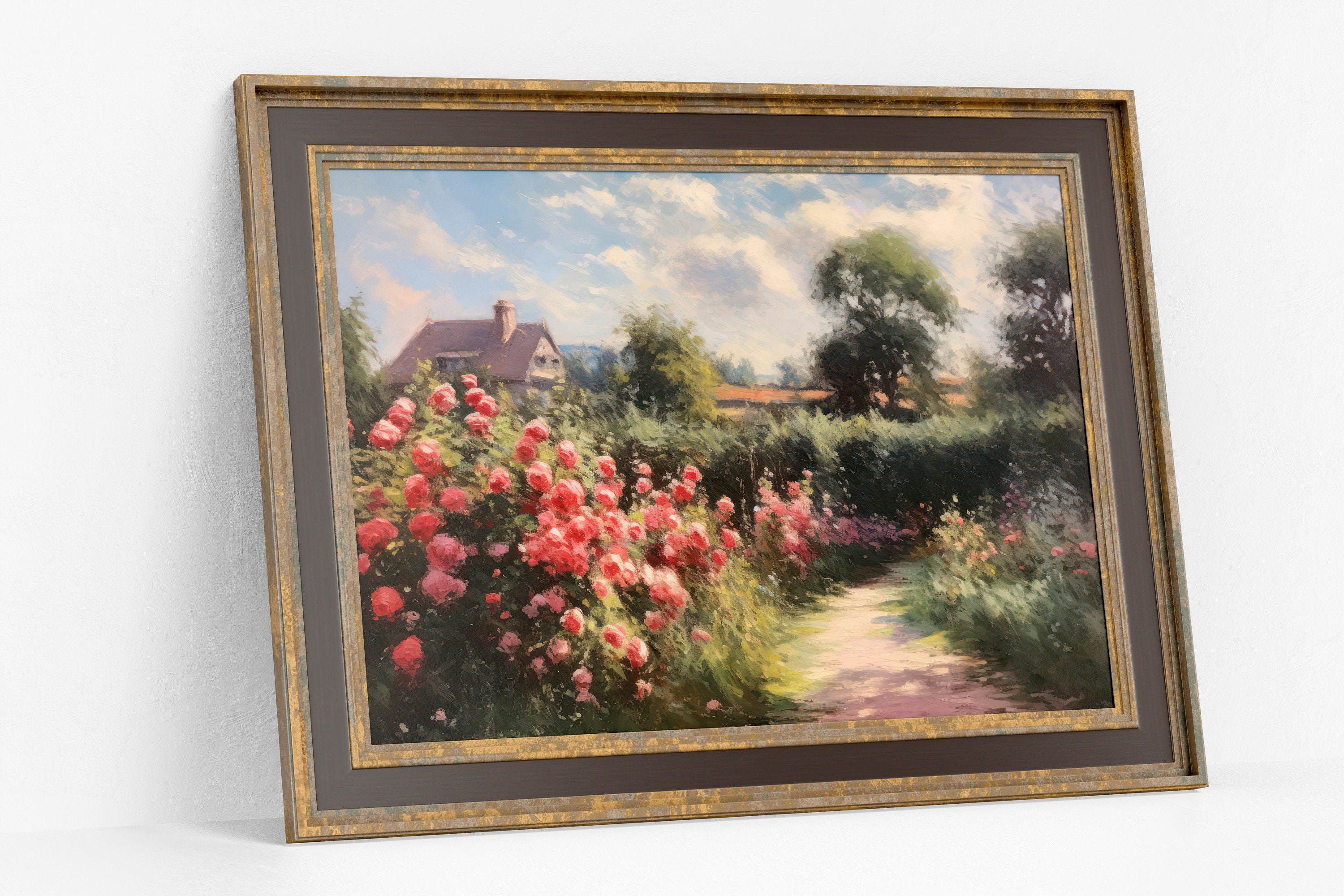 Cottage Garden Oil Painting Print: Vintage Cottagecore Wall Art ...