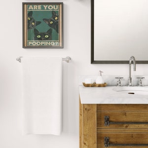 Are You Pooping Print Set, Cat Printable Bathroom Decor, bathroom wall art, bathroom decor wall art, funny bathroom art, bathroom art print image 4