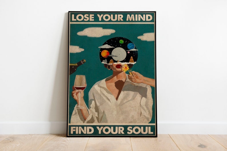 Affiche vintage Lose Your Mind Find Your Soul, impression Lose Your Mind, art mural vintage inspiré de la musique, impression poster rétro, poster musique rétro image 1